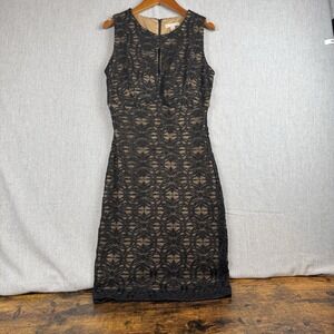 DB established in 1962 Women's Black Lace Gold lining Dress Size 4 Key hole